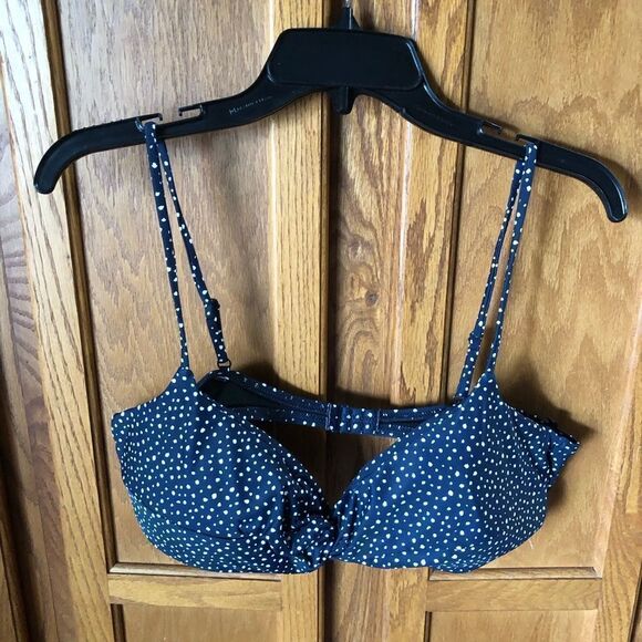 NWT J Crew Women’s Twist Strap Bikini Top in Dot Navy Blue & White Size XXL - Picture 6 of 12